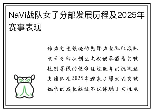 NaVi战队女子分部发展历程及2025年赛事表现